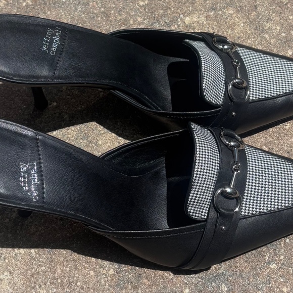Jeffrey Campbell Black/plaid pointy toe sandals size 10 - Picture 2 of 7